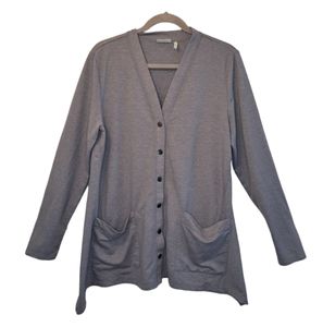 LOGO By Lori Goldstein  Snap Button Loungewear Cardigan With Pockets Size Medium